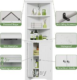 Corner Cabinet Shelves, Side Free Standing Storage Organizer with Large Space an