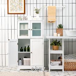 Costway Bathroom Floor Storage Cabinet Kitchen Cupboard withDoors&Adjustable Shelf