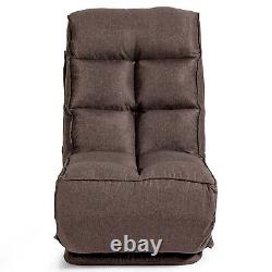 Costway Swivel Folding Floor Chair 6-Position Gaming Chair with Metal Base Brown