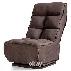 Costway Swivel Folding Floor Chair 6-Position Gaming Chair with Metal Base Brown