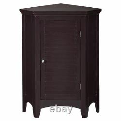 Dark Espresso Wooden Corner Floor Cabinet Towel Storage Organizer Bathroom Door