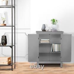 Elegant Home Fashions Wooden Bathroom Floor Storage Cabinet with 2 Shelves Gray