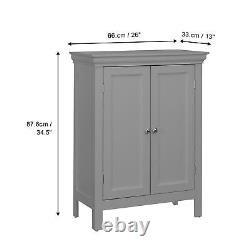 Elegant Home Fashions Wooden Bathroom Floor Storage Cabinet with 2 Shelves Gray