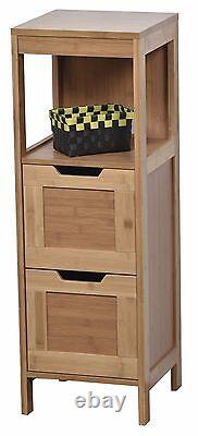 Evideco Free Standing Floor Cabinet 1 door with Shelves Bath Storage Linen Tower