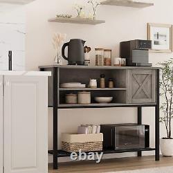 Farmhouse Kitchen Buffet Sideboard Coffee Bar Cabinet with Door Adjustable Shelves