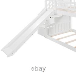 Floor Bunk Bed with Slide and Storage Staircase Platform Bed Frames Bedroom Sets
