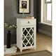 Floor Cabinet Night Stand Small White Wood With Glass Doors Top Drawer Storage
