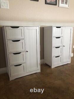 Freestanding Wooden Floor Cabinet 4 Drawers, 1 Cupboard, Kitchen or Bathroom