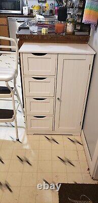 Freestanding Wooden Floor Cabinet 4 Drawers, 1 Cupboard, Kitchen or Bathroom