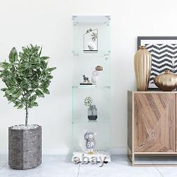 Glass Display Cabinet with Door and 4 Shelves, Floor Standing Curio Cabinets