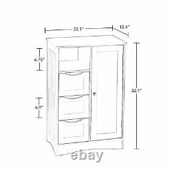 Gray Grey Wooden Floor Cabinet Bathroom Shelf 3 Drawer Towel Storage Cubby Door
