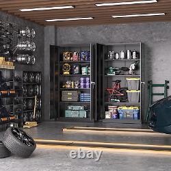Greenvelly Metal Garage Storage Cabinet, 72'' Tall Storage Cabinet with 2 Doors