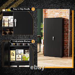 Greenvelly Storage Cabinet, 72 Black Garage Steel Locking Cabinet with Doors an