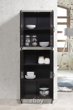 Hodedah 4 Door Kitchen Pantry with Four Shelves, Chocolate