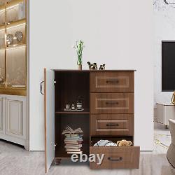 Home Storage Cabinet with Door Floor Storage Stand Furniture Unit with 4 Drawers