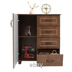 Home Storage Cabinet with Door Floor Storage Stand Furniture Unit with 4 Drawers