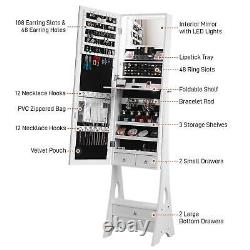 Jewelry Cabinet Floor Standing Makeup Organizer Full-Length Mirror with 4 Drawers