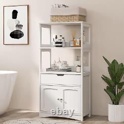 Large Bathroom Floor Cabinet, Freestanding Multipurpose Storage Cabinet with Dra