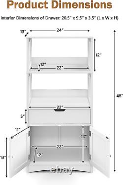 Large Bathroom Floor Cabinet, Freestanding Multipurpose Storage Cabinet with Dra