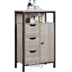 Living Room Entryway Kitchen Wooden Floor Storage Cabinet with 3 Drawers, Gray