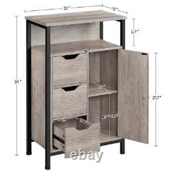 Living Room Entryway Kitchen Wooden Floor Storage Cabinet with 3 Drawers, Gray