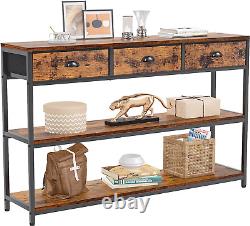 Long 47 Console Table with 3 Drawers, Entryway Table with 3-Tier Storage Shelve