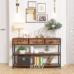 Long 47 Console Table with 3 Drawers, Entryway Table with 3-Tier Storage Shelve