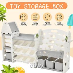 Merax Toy Storage Organizer with Kids Bookshelf, Toy Organizer with 17 Bins and