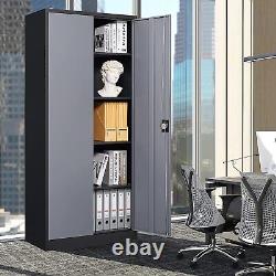 Metal Cabinet with Door Storage Cabinet Garage Cabinet with 5 Adjustable Shelves