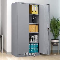 Metal Locking Storage Cabinet with 4 Adjustable Shelves, 70.5H Metal Cabinet