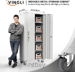 Metal Rolling Storage Cabinets With Lock and Shelves Tall Garage/Utility Cabinet