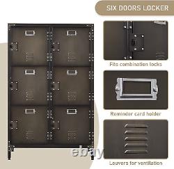 Metal Storage Cabinet, Storage Locker Employees Locker with 6 Doors, 47 Height