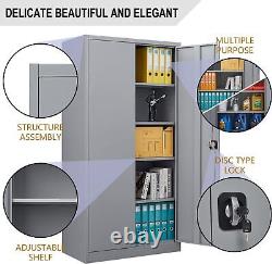Metal Storage Cabinet with 4 Adjustable Shelves and Locking Doors, Garage Cabinet