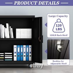 Metal Storage Cabinet with Wheels, Metal Cabinet with Adjustable Shelf, Locking