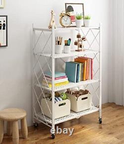 Metal Storage Shelves with Wheels Foldable Garage Shelving No Assembly