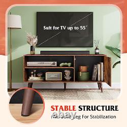 Mid-Century Modern TV Stand for 55 TV, Entertainment Center with Storage, Open
