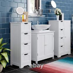 Modern Bathroom Floor Cabinet w 4 Drawers Free Standing Medicine Cabinet Storage