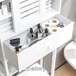 Over the Toilet Storage Rack with Cabinet and Drawer, 6 Tier Bathroom Organizer
