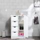 Pure White Wood Floor Storage Organizer Cabinet with 4 Drawers and 1 Door