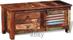Reclaimed Wood End Side Table with 2 Drawers and Storage Cabinet Handmade for Li