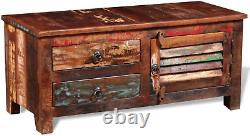 Reclaimed Wood End Side Table with 2 Drawers and Storage Cabinet Handmade for Li