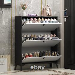 Shoe Cabinet with 3 Flip Drawers for Entryway, Modern Freestanding Rack Storage