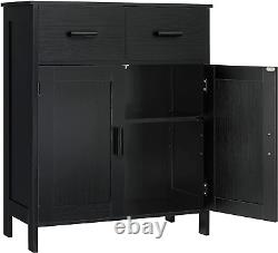 Storage Cabinet, Bathroom Floor Cabinet with 2 Drawers & Adjustable Shelves, Bat