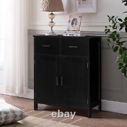 Storage Cabinet, Bathroom Floor Cabinet with 2 Drawers & Adjustable Shelves, Bat