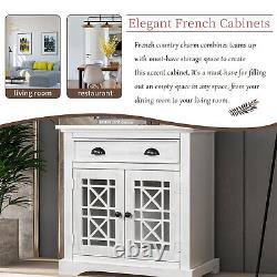 Storage Cabinet Floor Free Standing Cabinet wih Doors and Big Wood Drawer