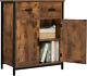 Storage Cabinet, Industrial Floor Cabinet with 2 Drawers & Doors, Freestanding S