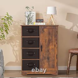 Storage Cabinet with 4 Removable Storage Spaces and 1 Door, Accent Floor Cabinet