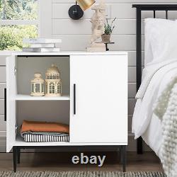 Storage Cabinet with Doors, White Accent Cabinet, Modern Free Standing Cabinet
