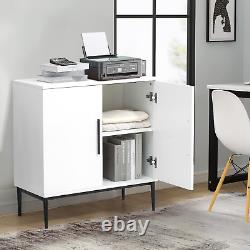 Storage Cabinet with Doors, White Accent Cabinet, Modern Free Standing Cabinet