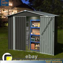 Storage Shed Outdoor Metal Utility Tool Shed House with Lockable Doors 7x4.2FT